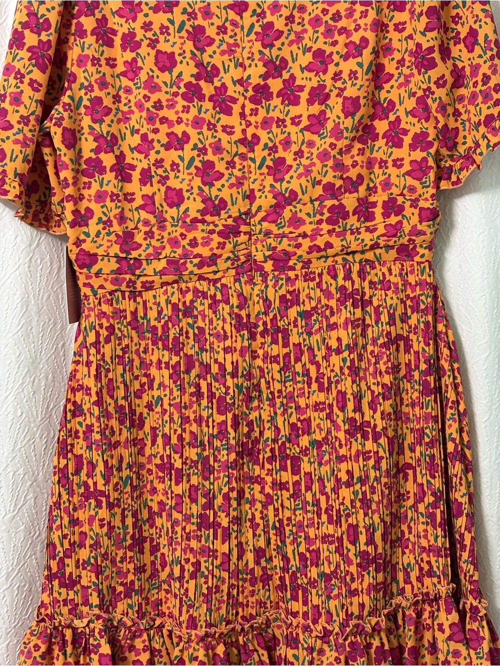 NWT Ivy City Co Orange and Pink Floral Tiered Mini Dress Size 14 - Picture 5 of 15